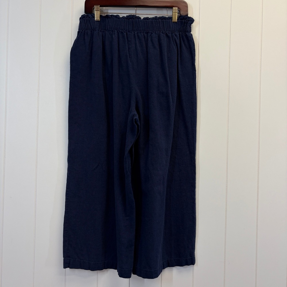 POPSUGAR Boho Linen Blend Wide Leg Pants Women Size L Lagenlook Coastal Grandma